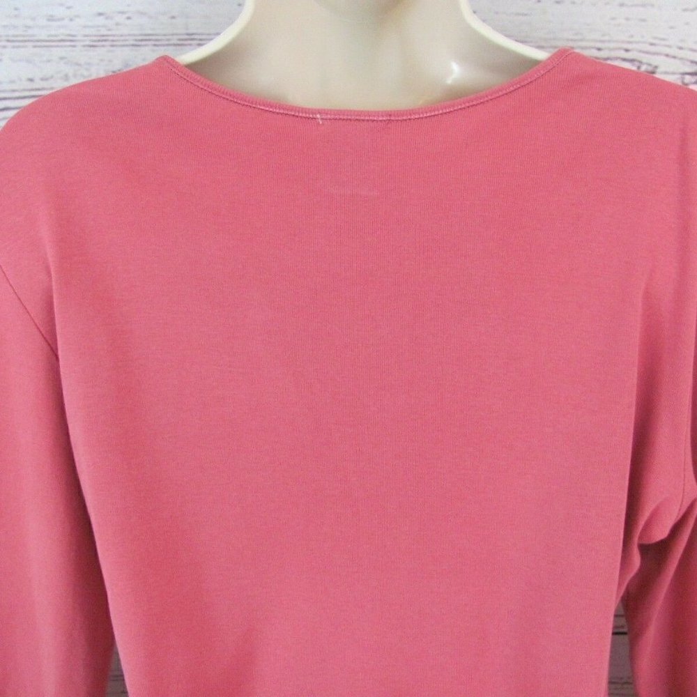 Old Navy Womens Blouse Top Shirt Sz L Easy Fit Long Sleeve Rose 100% Cotton NWOT - Picture 4 of 8